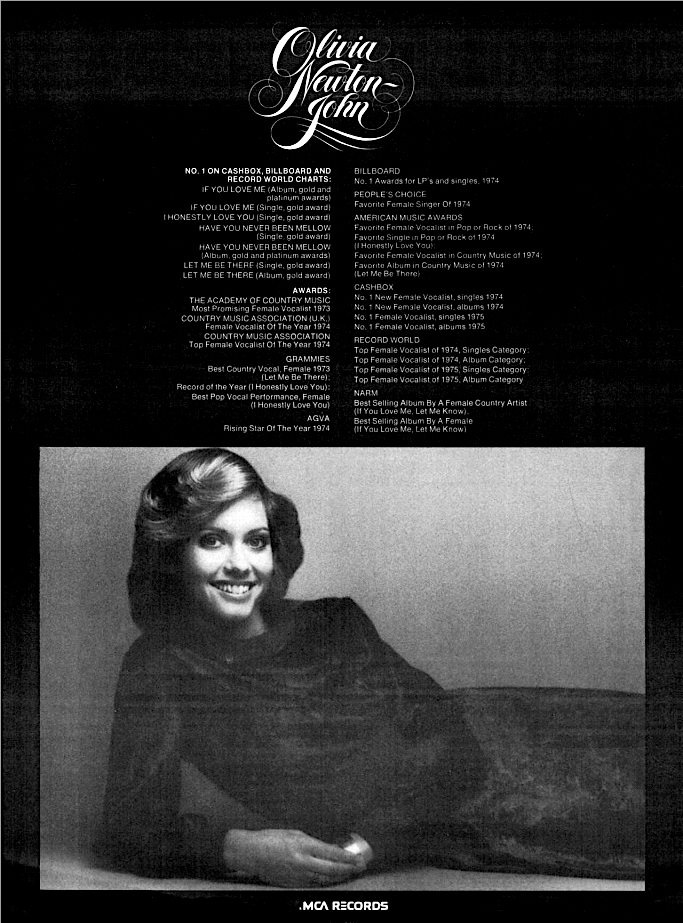 MCA ad listing Olivia's awards to date - Billboard