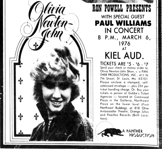 Ad for Olivia's March 6th St Louis concert - St Louis Dispatch