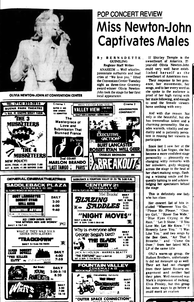 Miss Newton-John captivates males (concert review) - Santa Ana Register