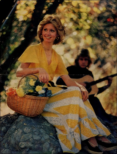 Olivia Newton-John models our exclusive do-it-yourself scarf clothes - Redbook