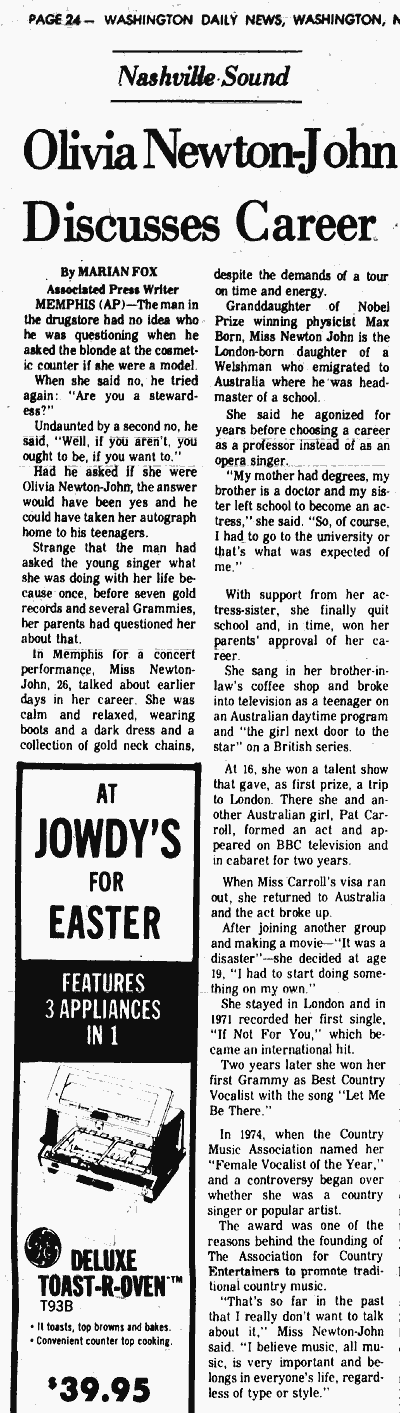Olivia Newton-John discusses career - Washington Daily News