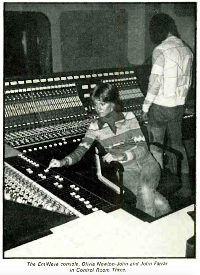 Olivia recording Come On Over - Studio Sound