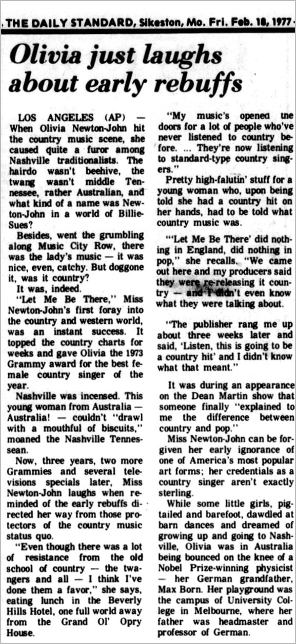 Olivia Just Laughs About Early Rebuffs - The Daily Standard, Sikeston