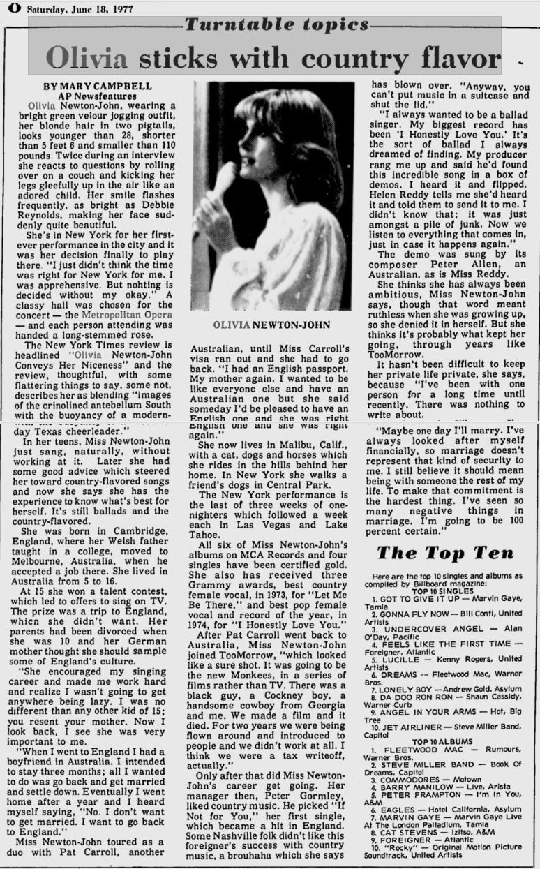 Olivia Sticks With Country Flavour - The Rochester Sentinel