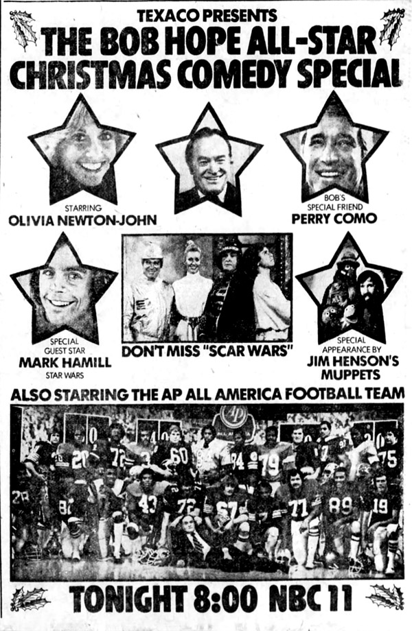 ad for Bob Hope TV Special starring Olivia - Pittsburgh Post Gazette