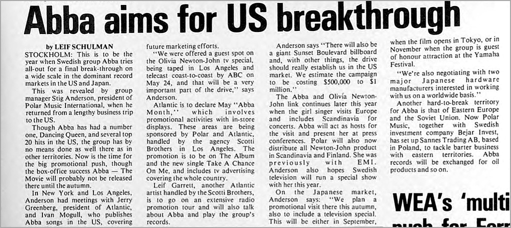 Abba aims for US breakthrough - Music Week