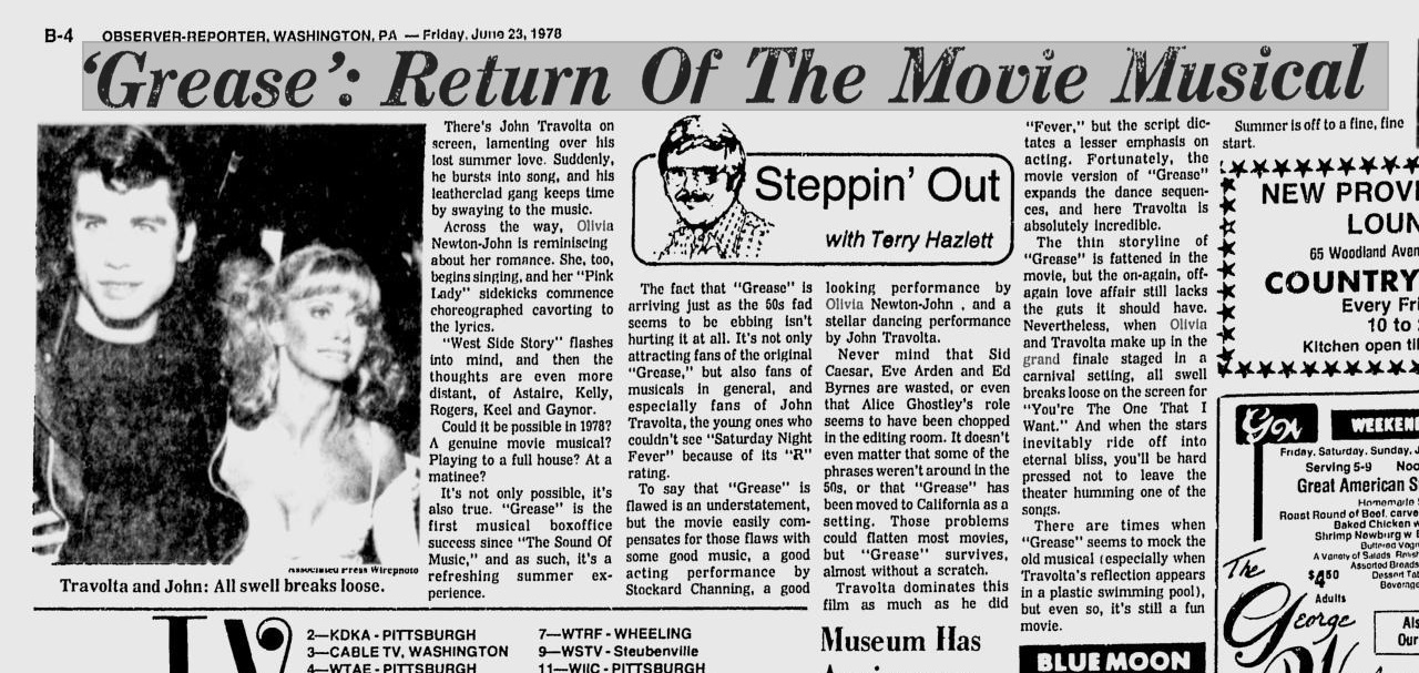 Grease return of the movie musical - Observer Reporter