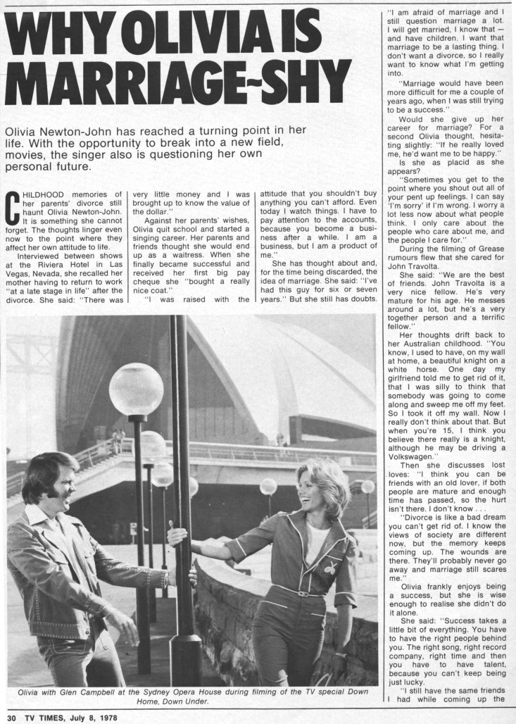 Why Olivia is marriage shy - TV Times