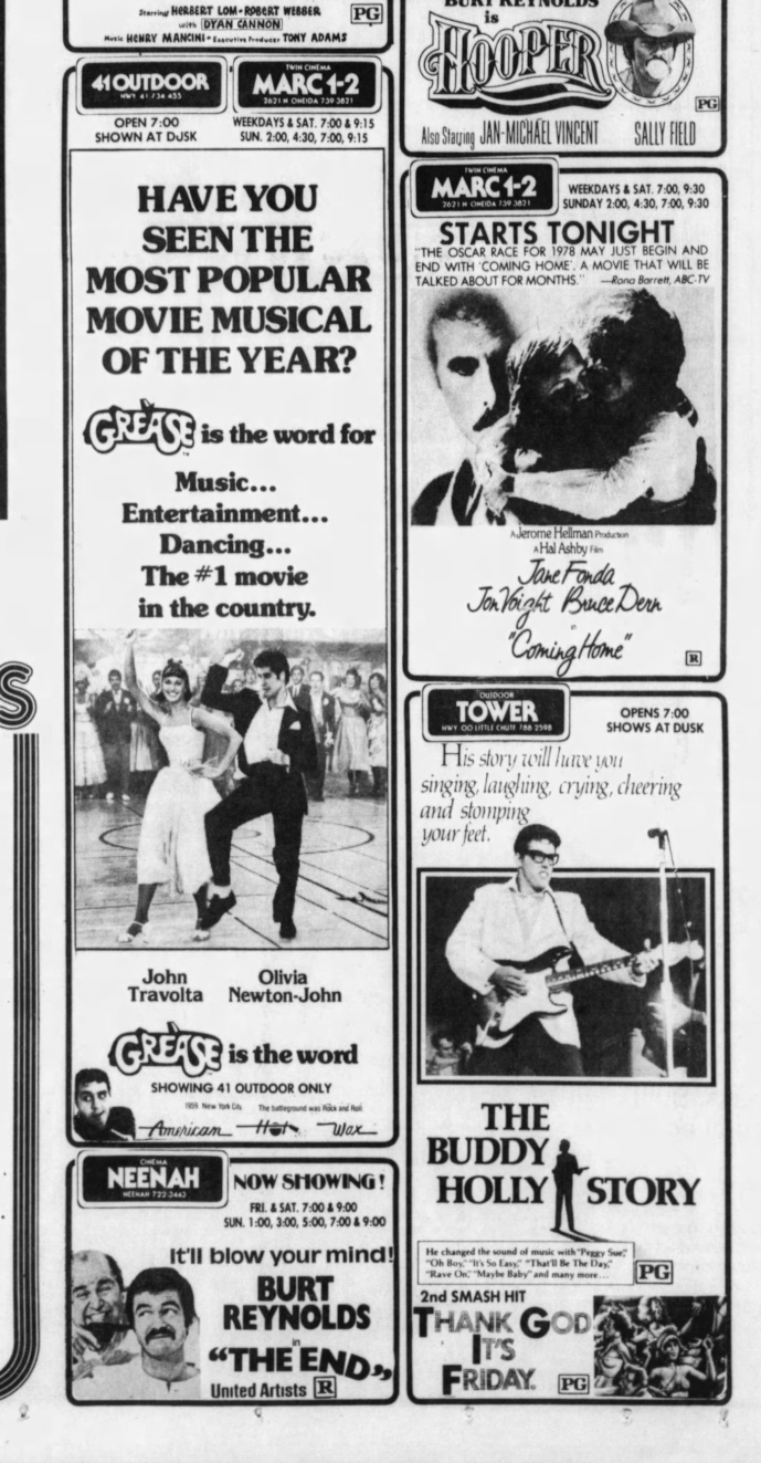 Two newspaper adverts for Grease - The Post Crescent