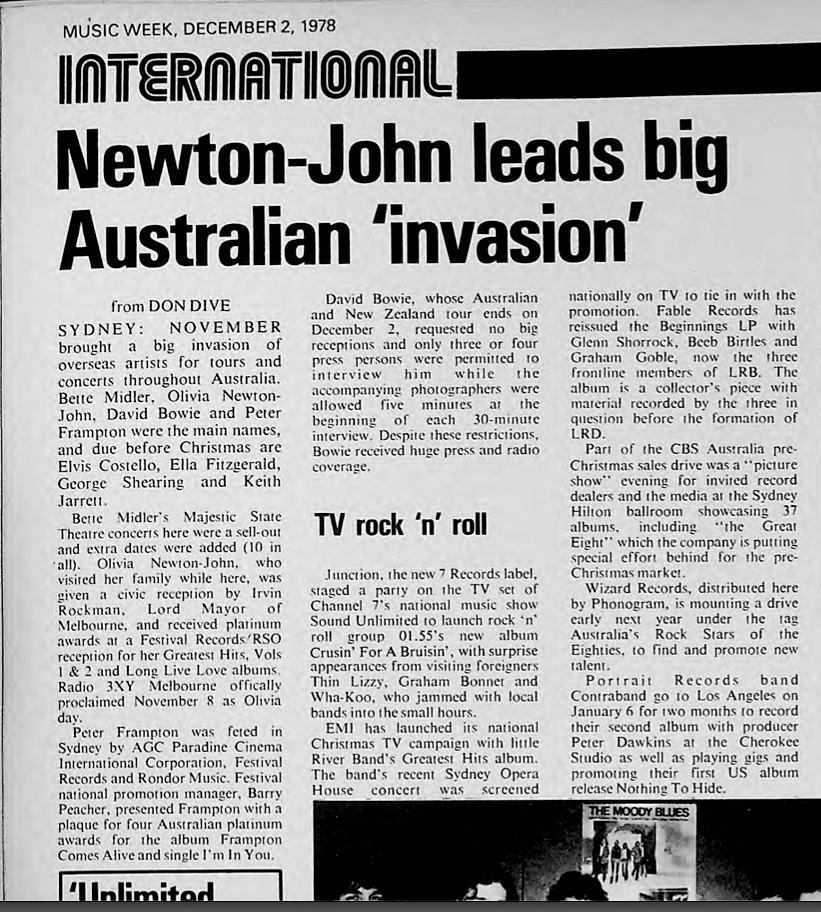 Newton-John leads big Australian invasion - Music Week
