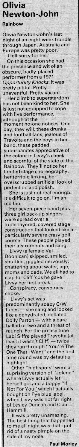 Olivia at the Rainbow London, strange concert review - NME