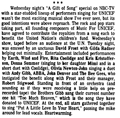 Unicef TV concert review - Atlanta Constitution