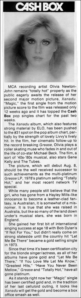 Xanadu and Magic single - Cashbox