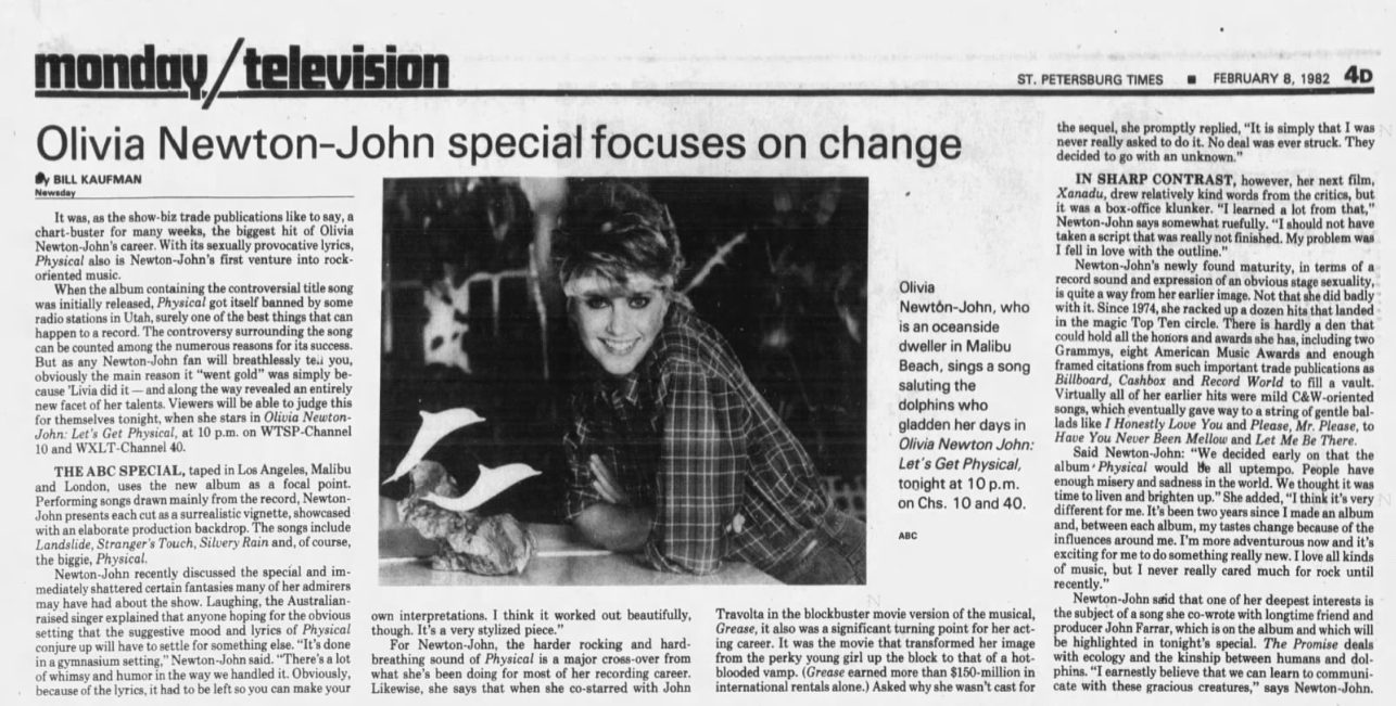 Olivia special focuses on change - Tampa Bay Times