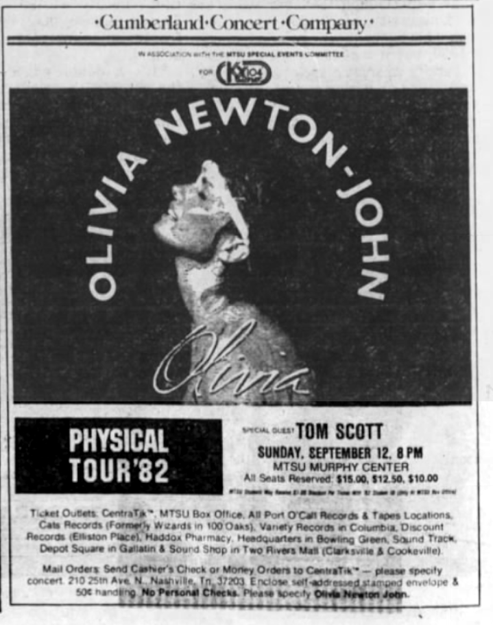 Concert advert for MTSU Murphy Center - The Tennessean