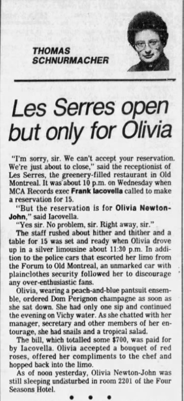 Les Serres open but only for Olivia - The Gazette