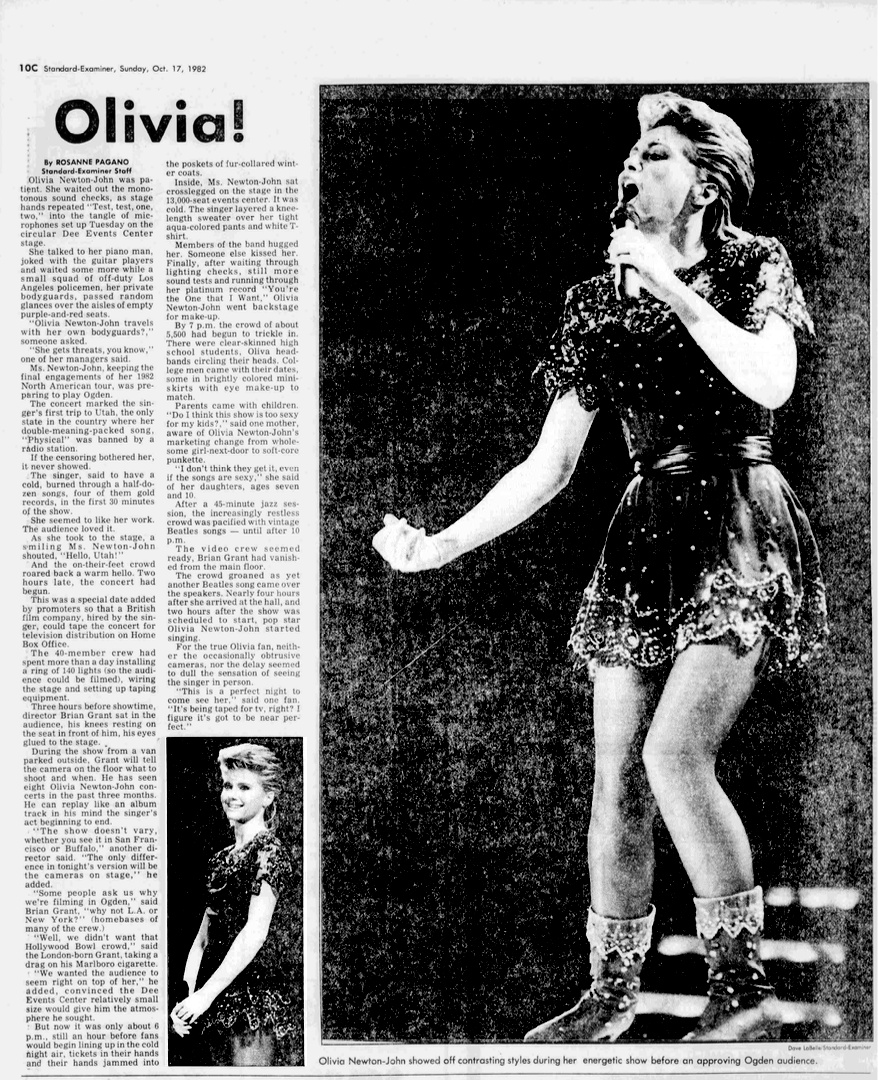 Filming of Olivia in concert - Ogden Standard Examiner