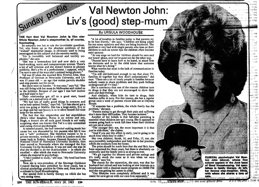 Profile Val Newton-John, Liv's (good) step-mum - Sydney Morning Herald