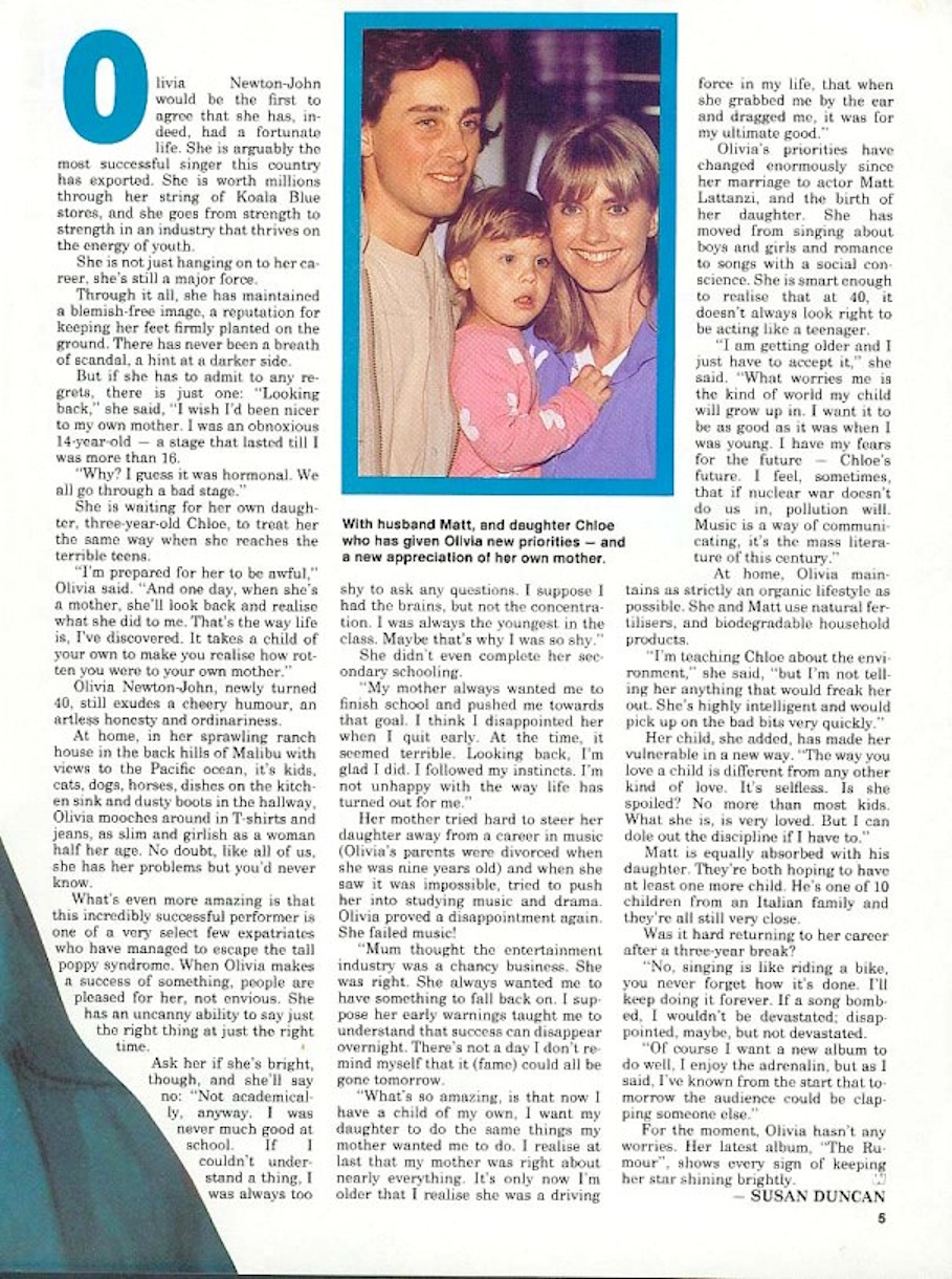 Olivia has one regret - Australian Women's Weekly