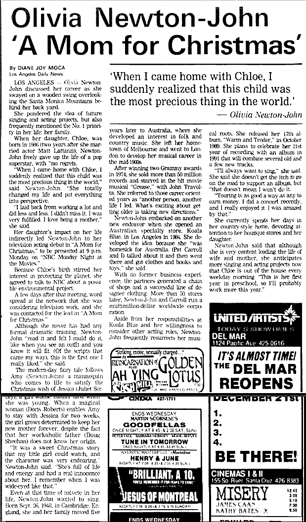 A Mom for Christmas interview - Santa Cruz Sentinel