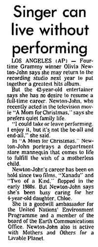 Singer can live without performing - Indiana Gazette