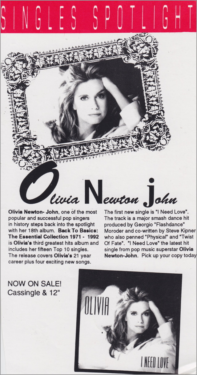 I Need Love single - advert