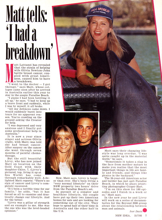 Matt talks About Love For Olivia  - New Idea