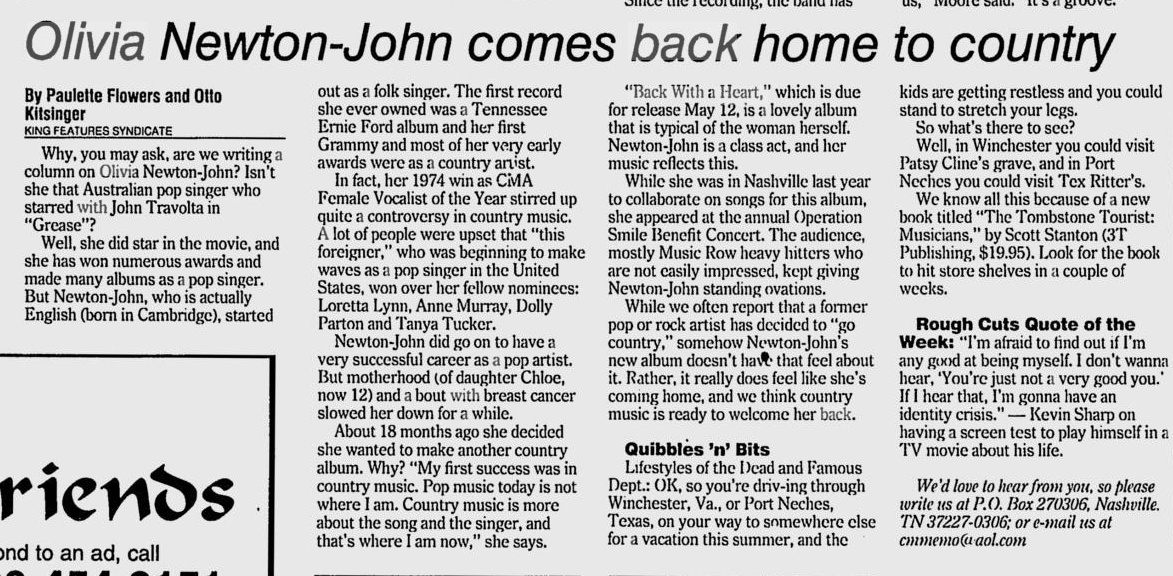 Olivia Newton-John comes back home to country - Star News