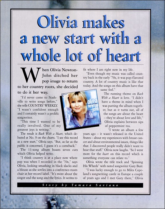 Olivia makes a new start with a whole lot of heart - Country Weekly