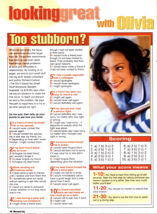 Looking great with Olivia - Woman's Day