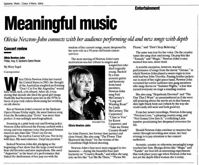 Meaningful music, concert review - Spokane Review