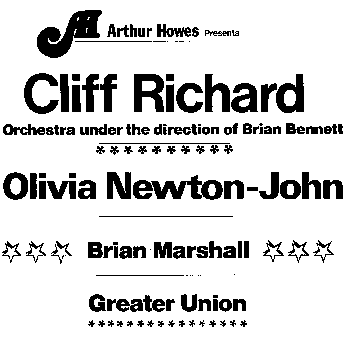 Olivia guested on Cliff Richard's 1972 UK tour