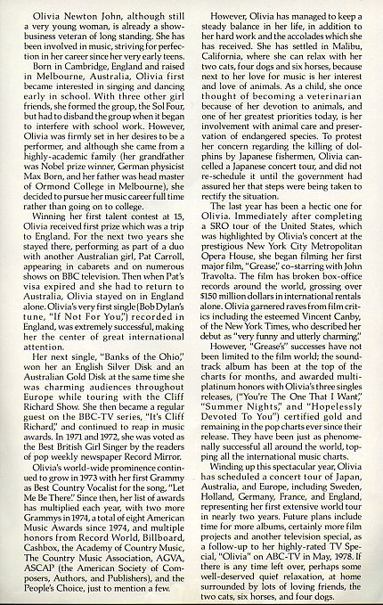 Olivia's 1978 Totally Hot tour - Japan, Australia, Europe