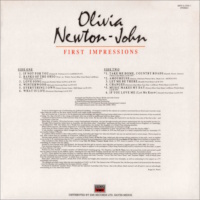 First Impressions 1985 UK release on vinyl, Olivia Newton-John back cover