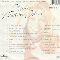 The Greatest Hits Collection 1971-1994, CD Olivia Newton-John back cover