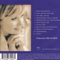 Olivia Newton-John Indigo women of song UK CD, back cover
