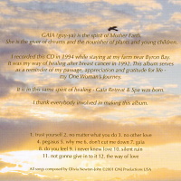 Olivia Newton-John Gaia 2012 inside the CD