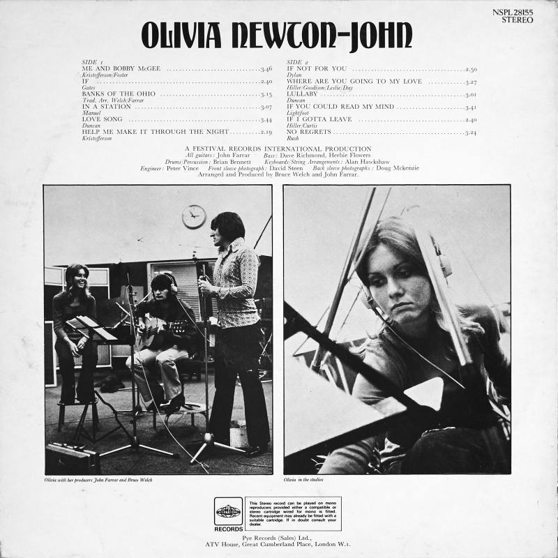 1971 Olivia Newton-John LP back cover