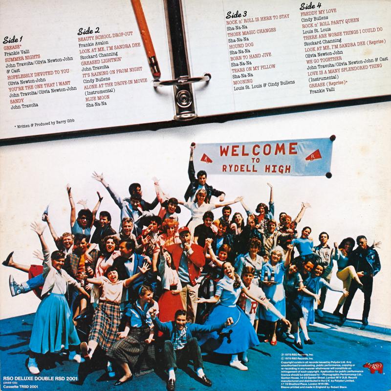 1978 Grease Soundtrack LP back cover