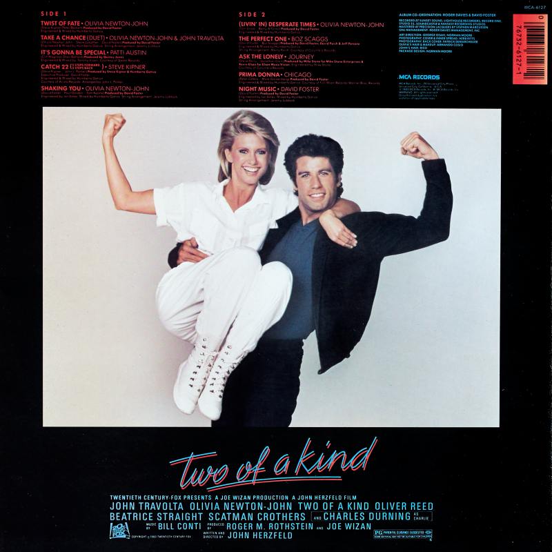 1983 Two Of A Kind OST LP back cover