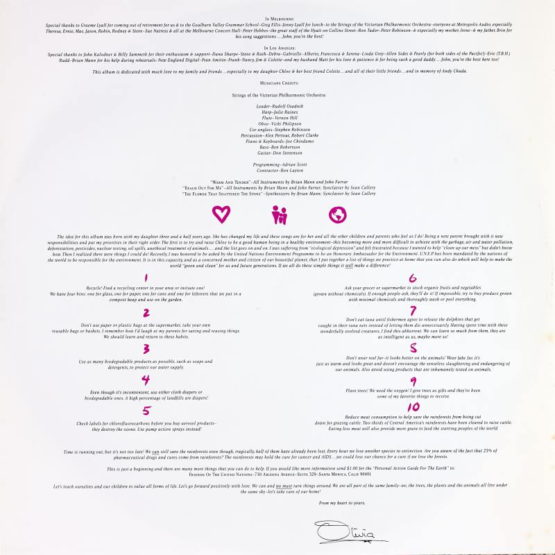 1989 Warm and Tender LP Inner sleeve front cover