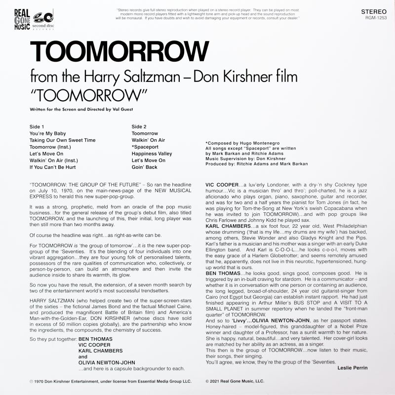 2021 Toomorrow reissue LP back cover