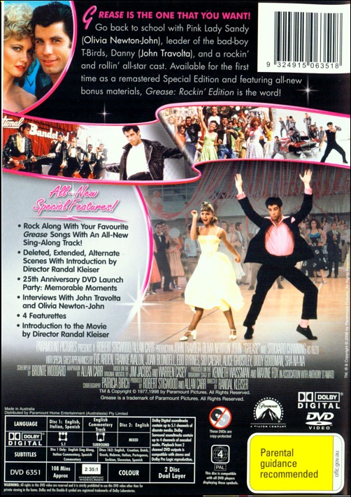 Grease DVD 2006 Australian release