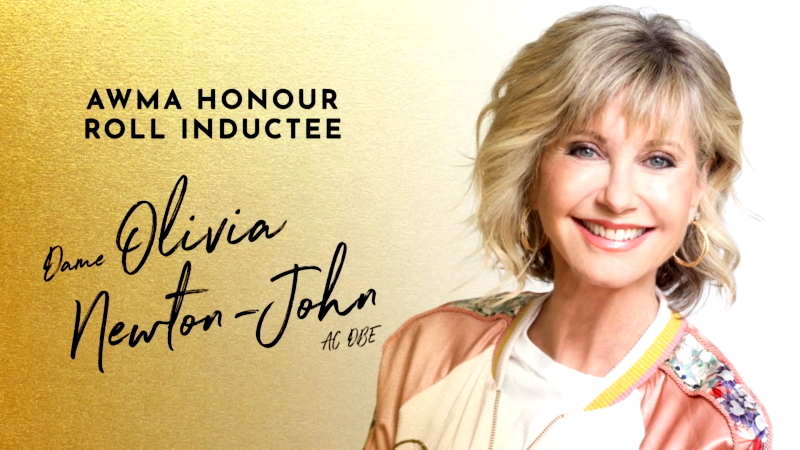 Olivia Newton-John accepts her AWMA award 2022
