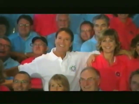 Olivia Newton-John screengrabs Cliff Richard OK! mag VHS video, 60th Birthday Cruise